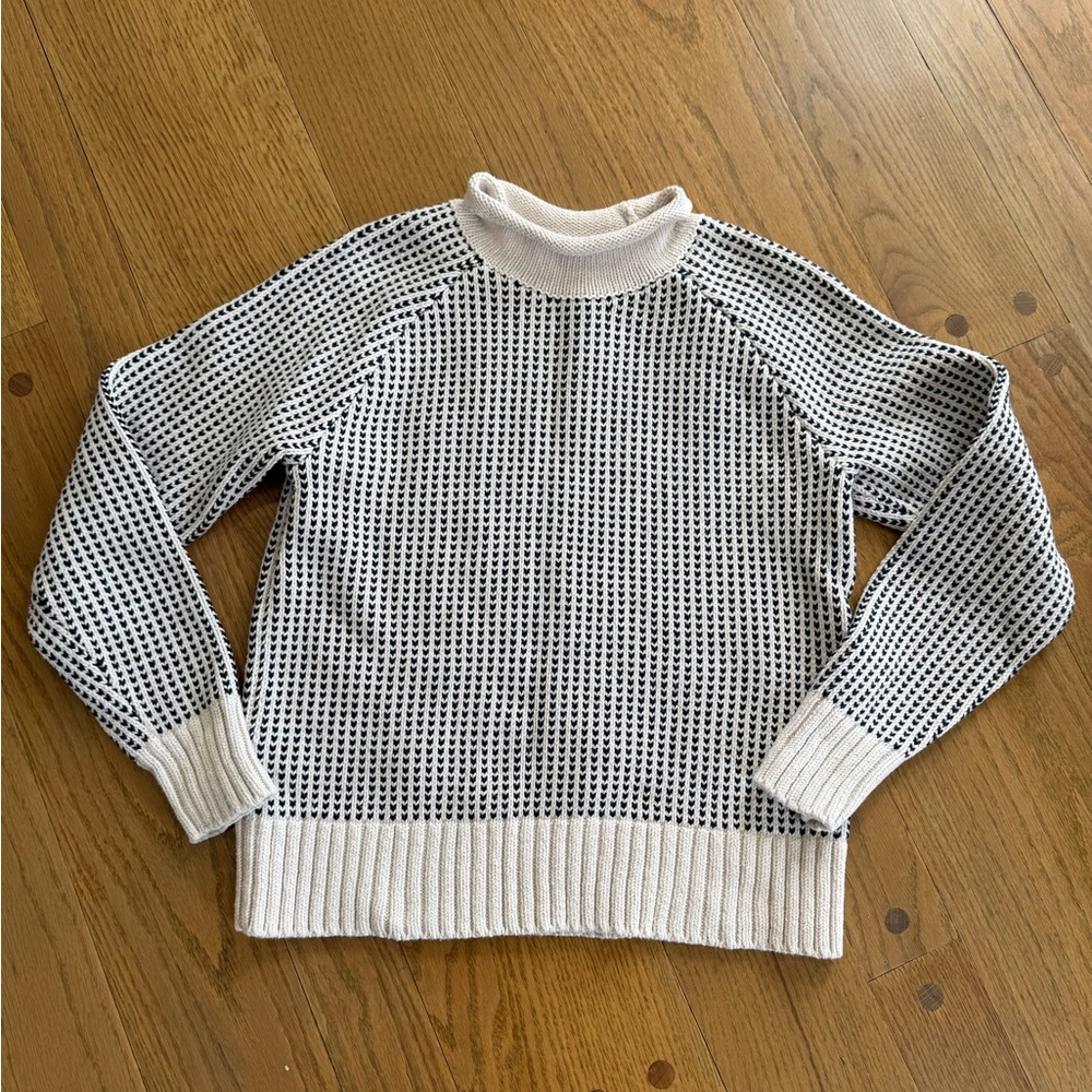 L.L. Bean Cream and Black Crewneck Sweater
